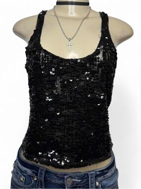 Y2K summer Black sequin tank top cami✨